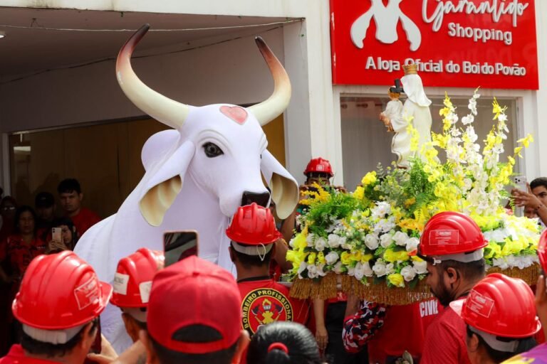 Imagem de Nossa Senhora do Carmo abençoa Boi Garantido em Parintins