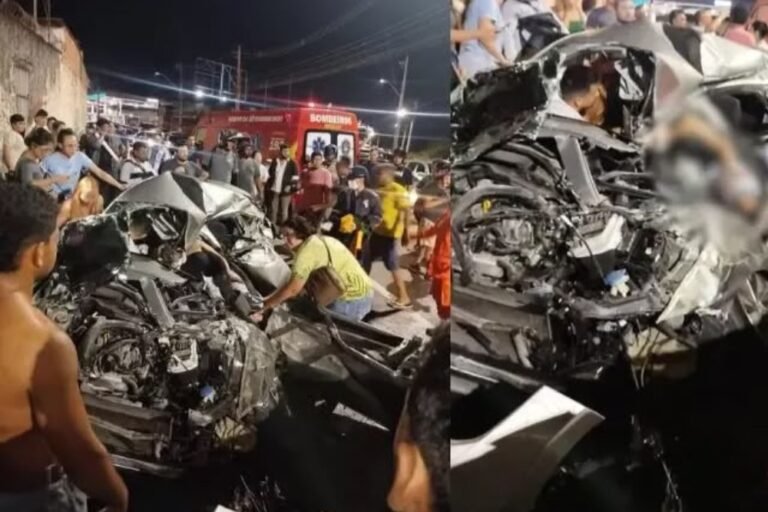 Carreta tomba em viaduto e deixa feridos em Manaus