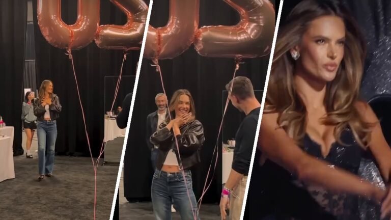 Modelo Alessandra Ambrósio recebendo homenagem.